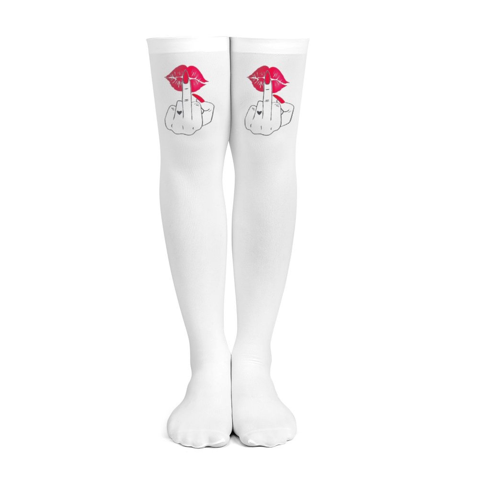 Knee High Sock Women - Calze da donna bianche con stampa